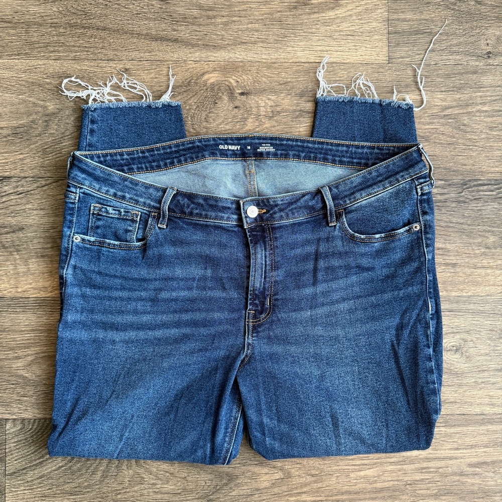 Old Navy | Mid-Rise Rockstar Super Skinny Jeans w/ Fringed Ends